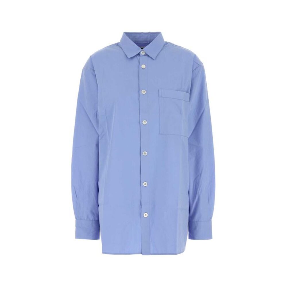 Tekla Women Cerulean Blue Poplin Oversize Pyjama Shirt